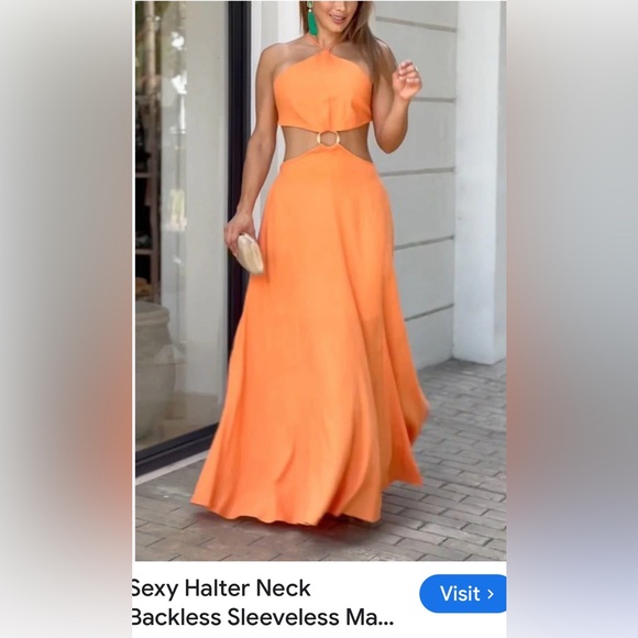 🔥🔥🔥🔥🔥 Orange Cutout Maxi Dress - Picture 3 of 16